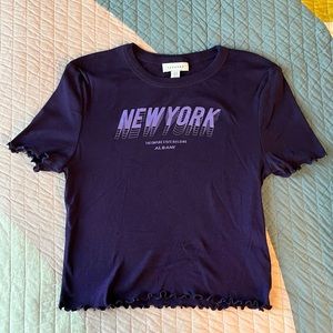 Topshop Purple New York cropped tee